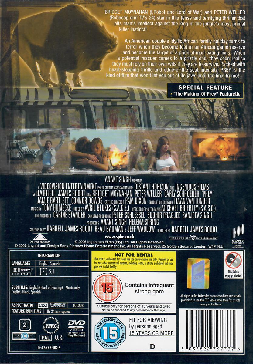 DVD Prey - Out where you are the endagered species (UK Version)
