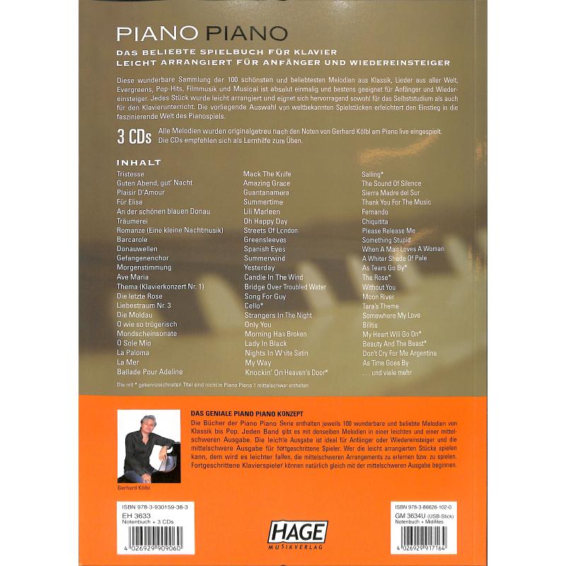 Piano Piano - Die 100 schönsten Melodien + 3 CDs leicht