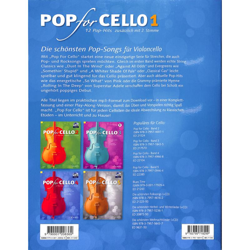 Pop for Cello 1 - 12 Pop Hits mit 2. Stimme, inkl. Online Audio