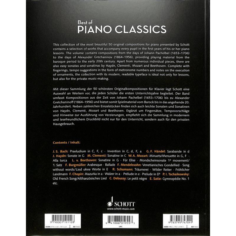 Best of Piano Classics - 50 weltbekannte Stücke