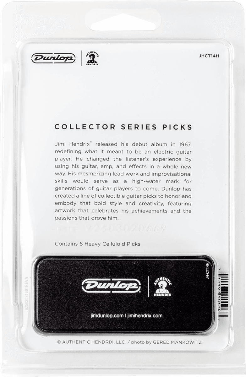 Dunlop Blechbox Jimi Hendrix mit 6 Plektren medium, Signature Picks