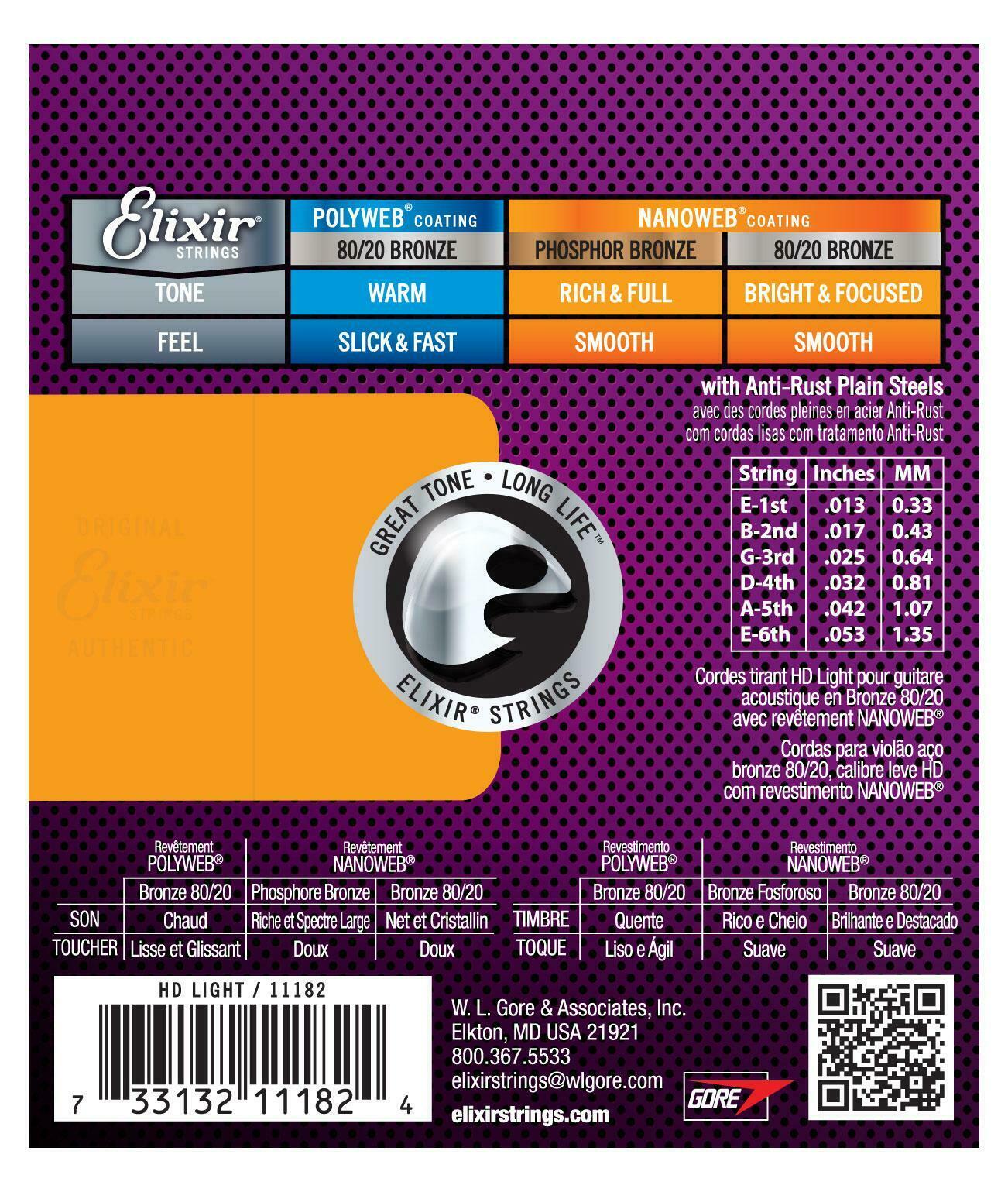 Elixir 11182 Nanoweb HD light Satz Saiten für Westerngitarre