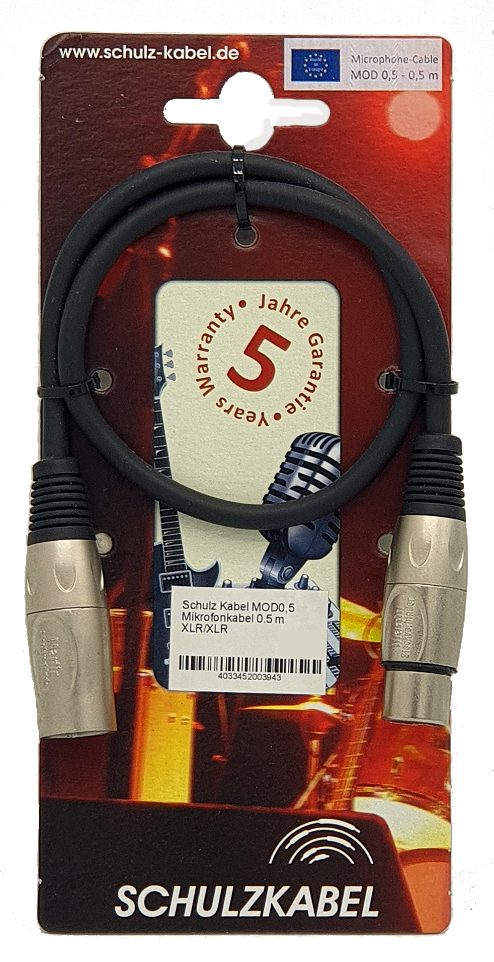 Schulz Kabel MOD Mikrofonkabel XLR / XLR - verschiedene Längen wählbar