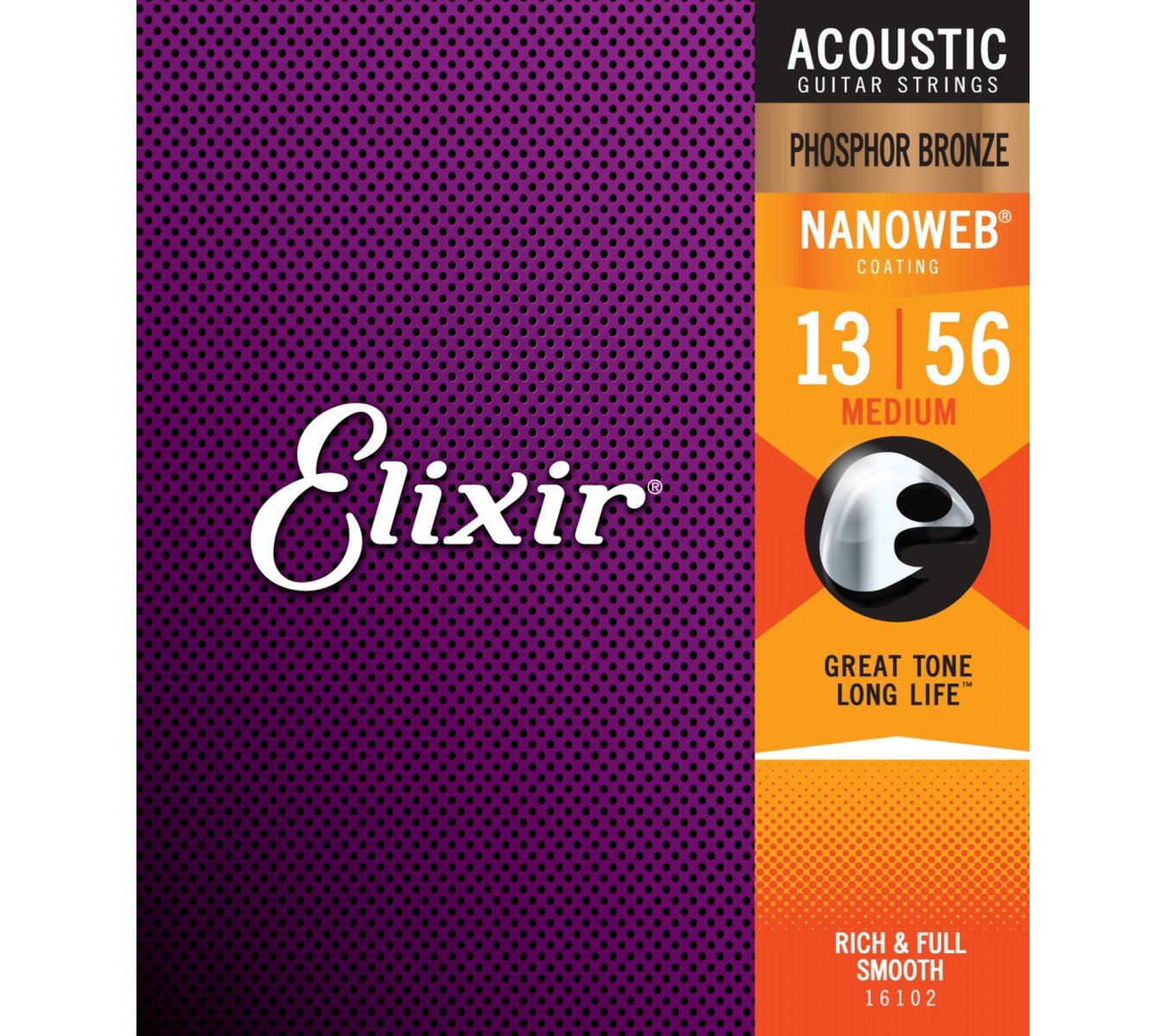 Elixir 16102 Nanoweb Phosphor Bronze Medium 13-56