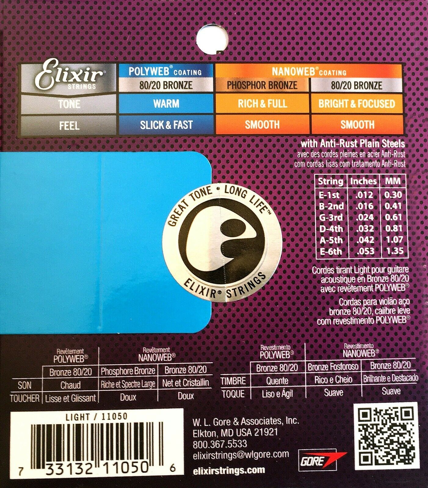 Elixir 11050 Polyweb Light 012-053 Satz Saiten für Westerngitarre 