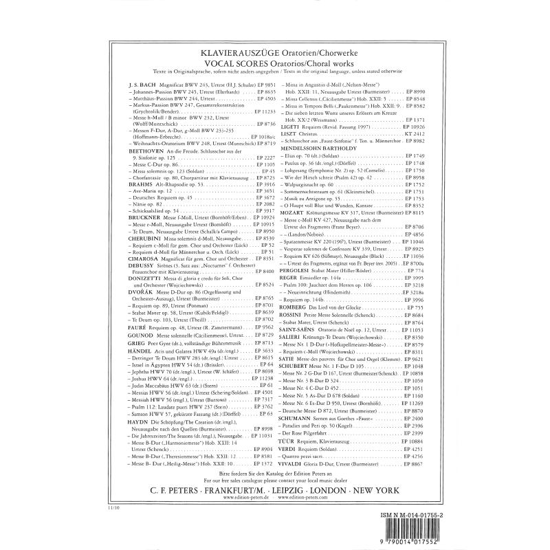 Ein deutsches Requiem, Opus 45 - 2 Soli, Chor und Orchester, Klavierauszug