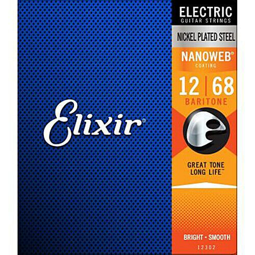 Elixir 12302  Satz Saiten für E-Gitarre Nanoweb Baritone 012-068