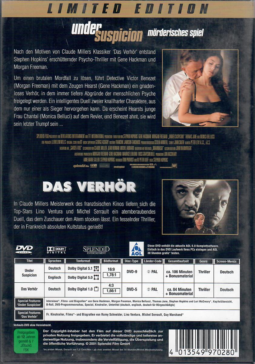DVD Under Suspicion & Das Verhör, Limited Edition 2 Disc Bundle (Gebraucht)