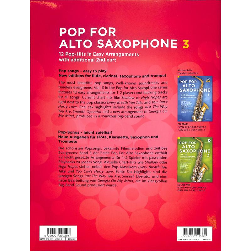 Pop for Alto Saxophone Bd. 3  inkl. Online Material