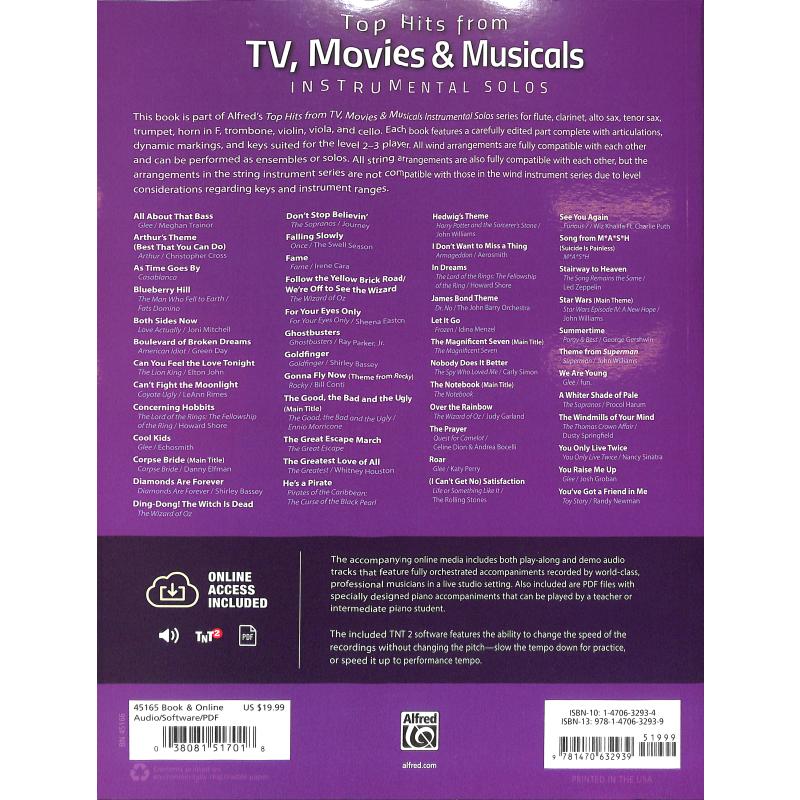 Top Hits from TV, Movies & Musicals für Querflöte inkl. Online Audio