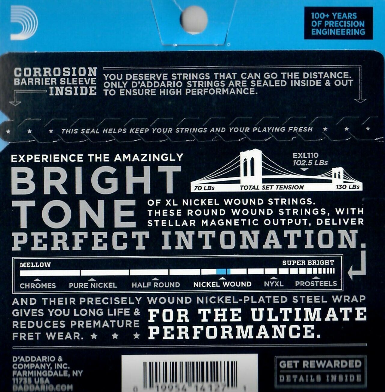 D'addario EXL110 Light Satz Saiten für E-Gitarre Nickel Wound