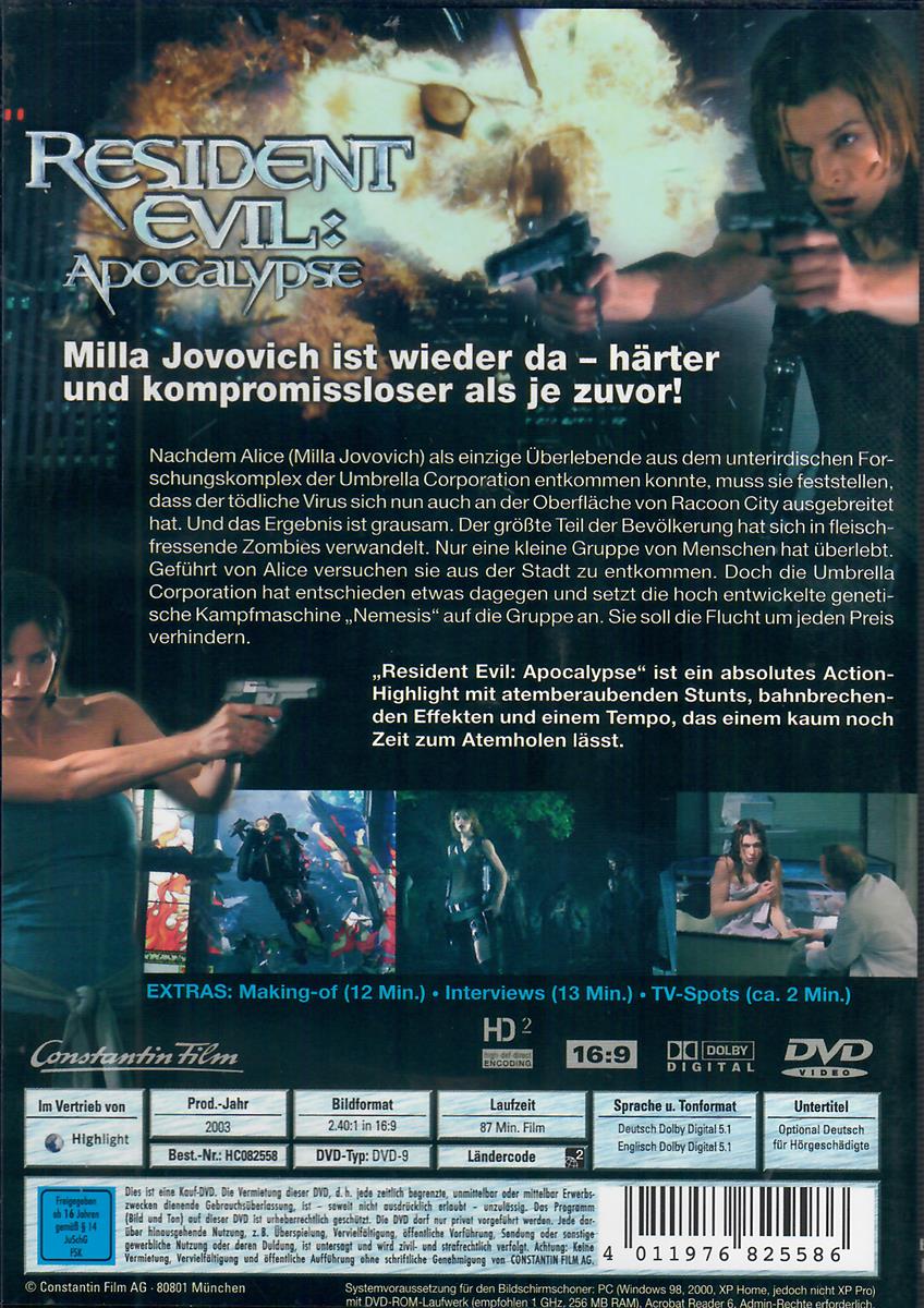 DVD Resident Evil: Apocalypse