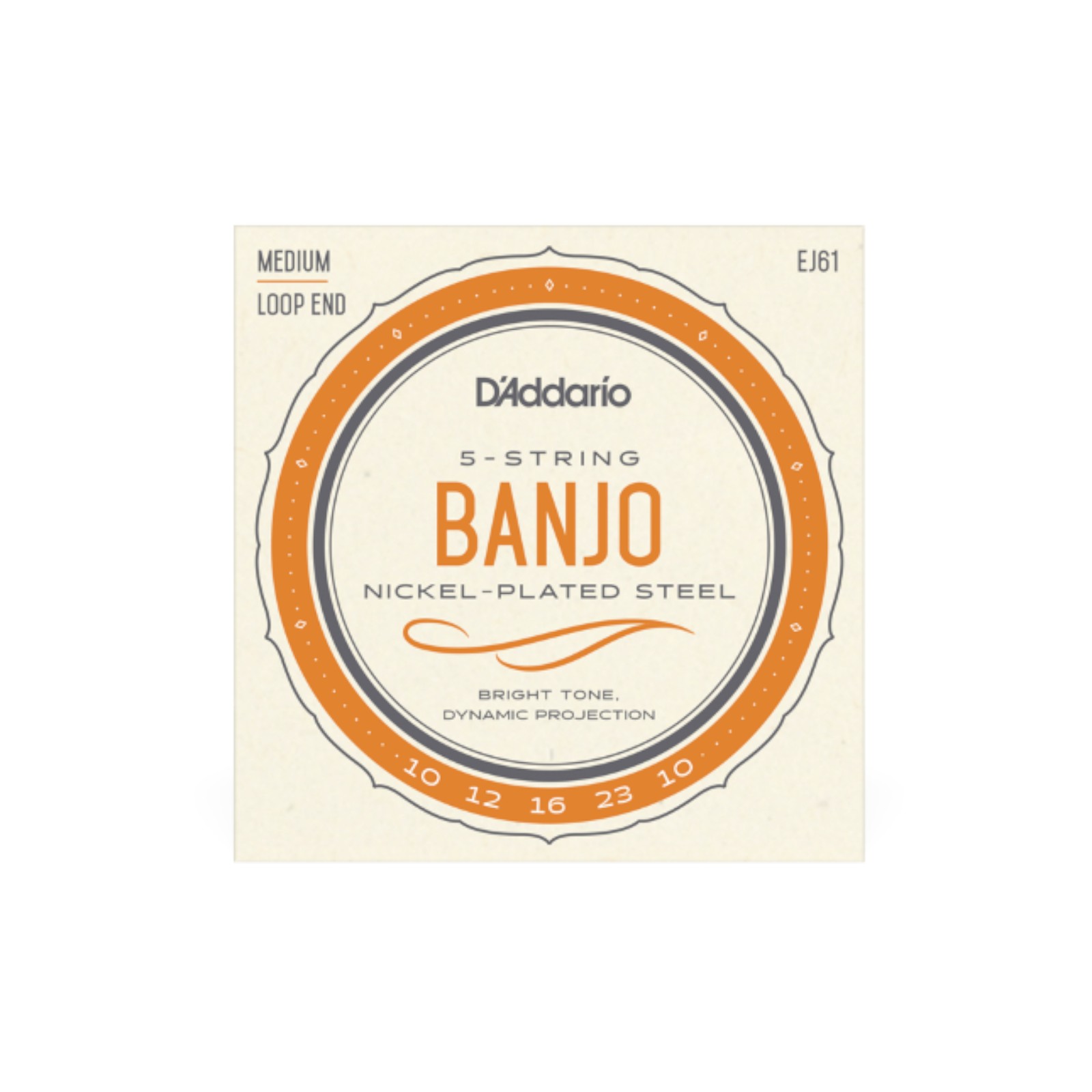 Daddario EJ61 Satz Saiten für 5-String Banjo Medium Loop End 10-12-16-23-10