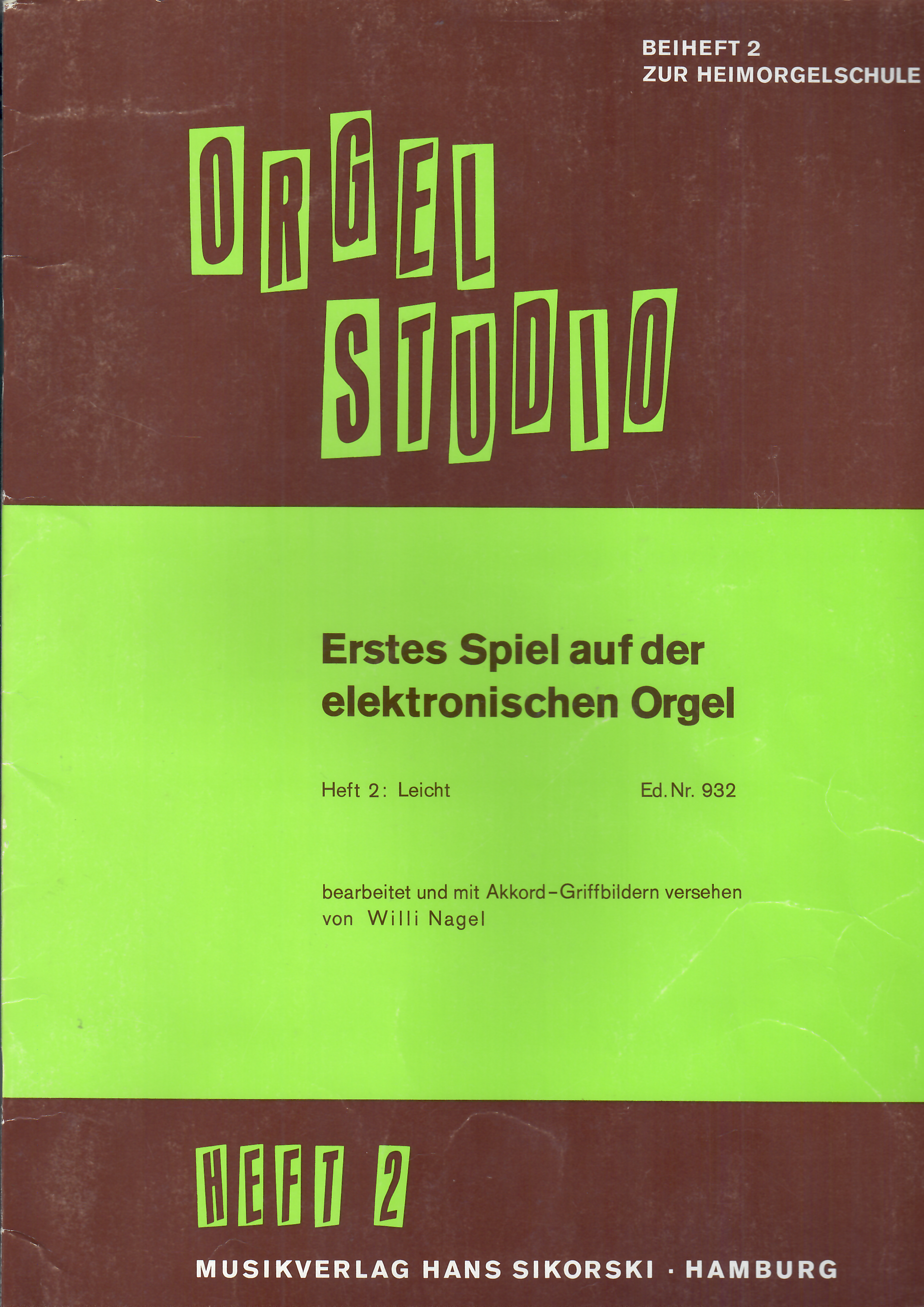 Orgel Studio für E-Orgel Heft 2 Leicht, W. Nagel, gebraucht