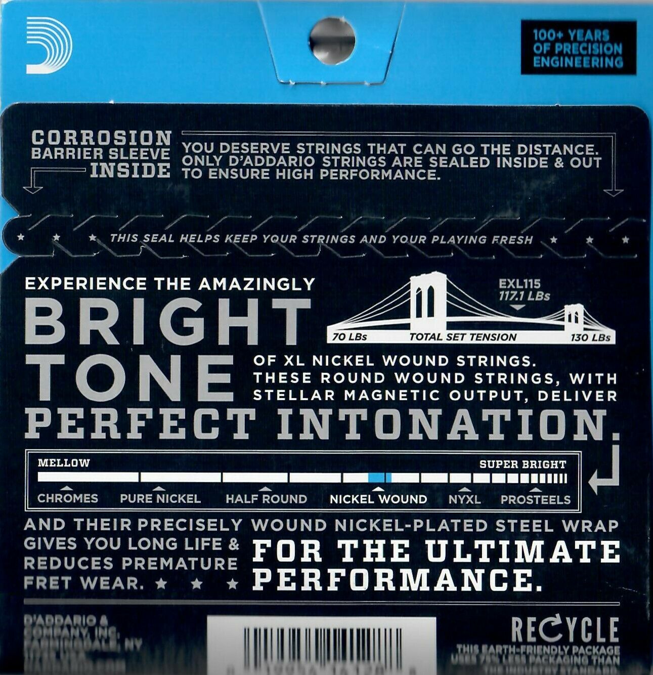 D'addario EXL115 Medium Satz Saiten für E-Gitarre Nickel Wound