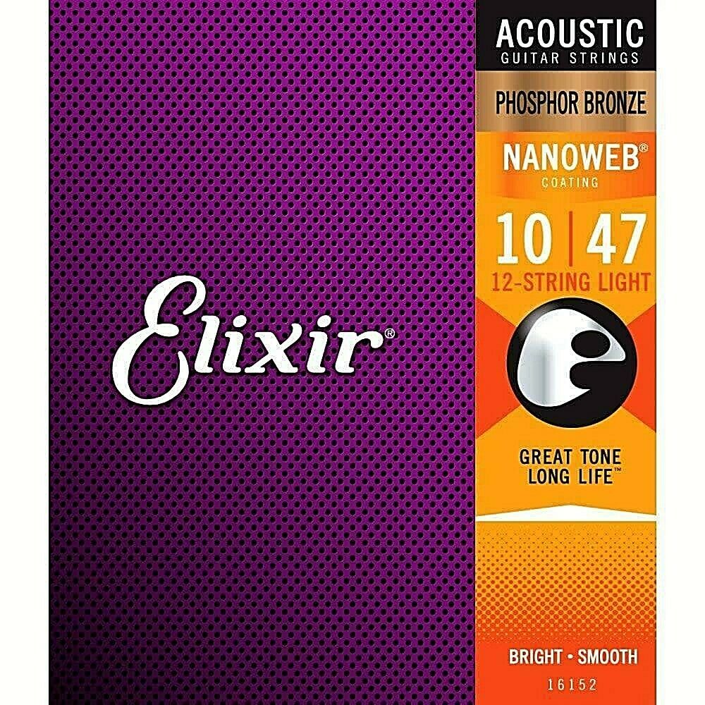 Elixir 16152 Nanoweb Light 010-047 12-String Phosphor Bronze