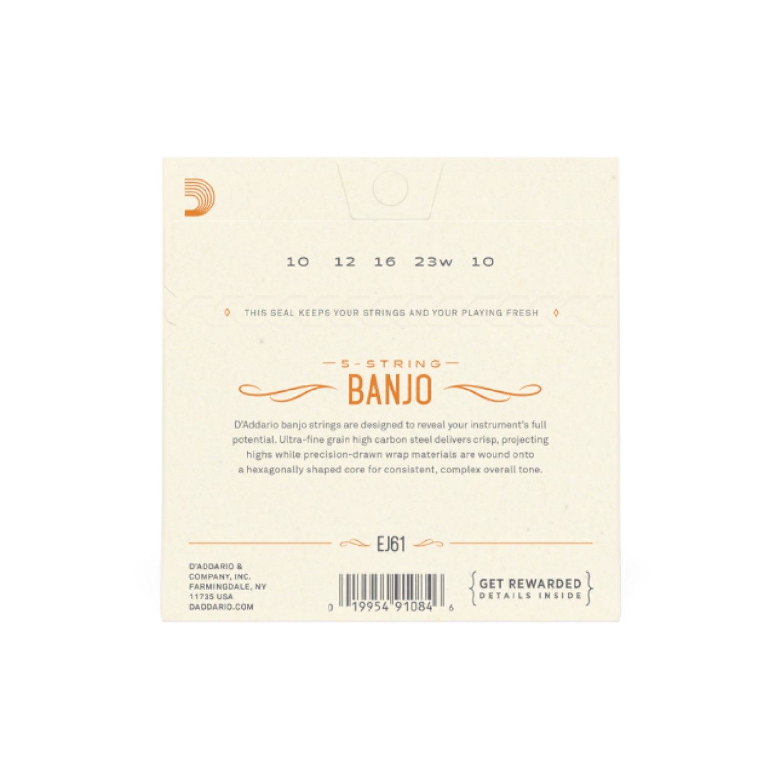 Daddario EJ61 Satz Saiten für 5-String Banjo Medium Loop End 10-12-16-23-10