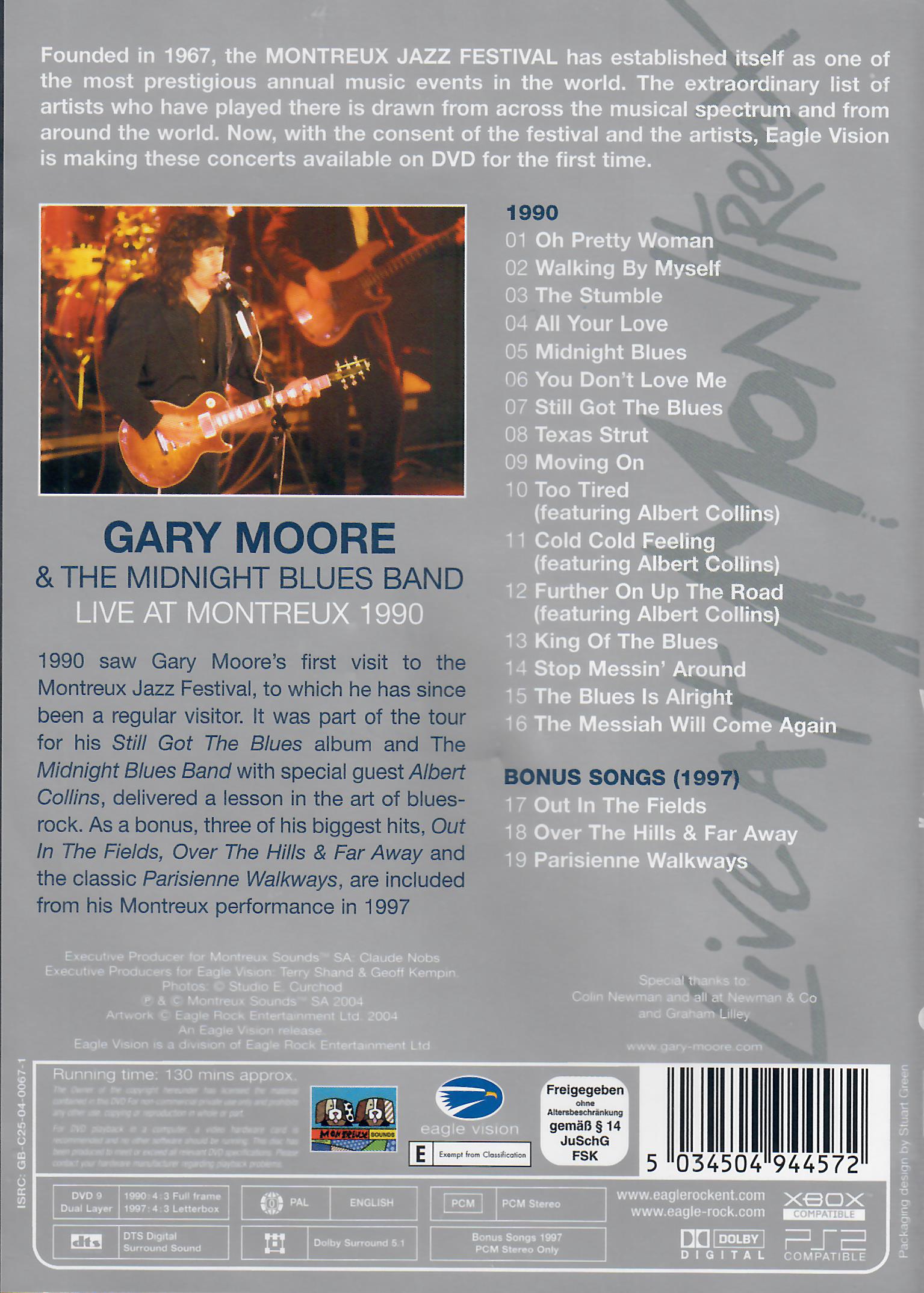 DVD Gary Moore & the midnight Blues Band Live at Montreux 1990