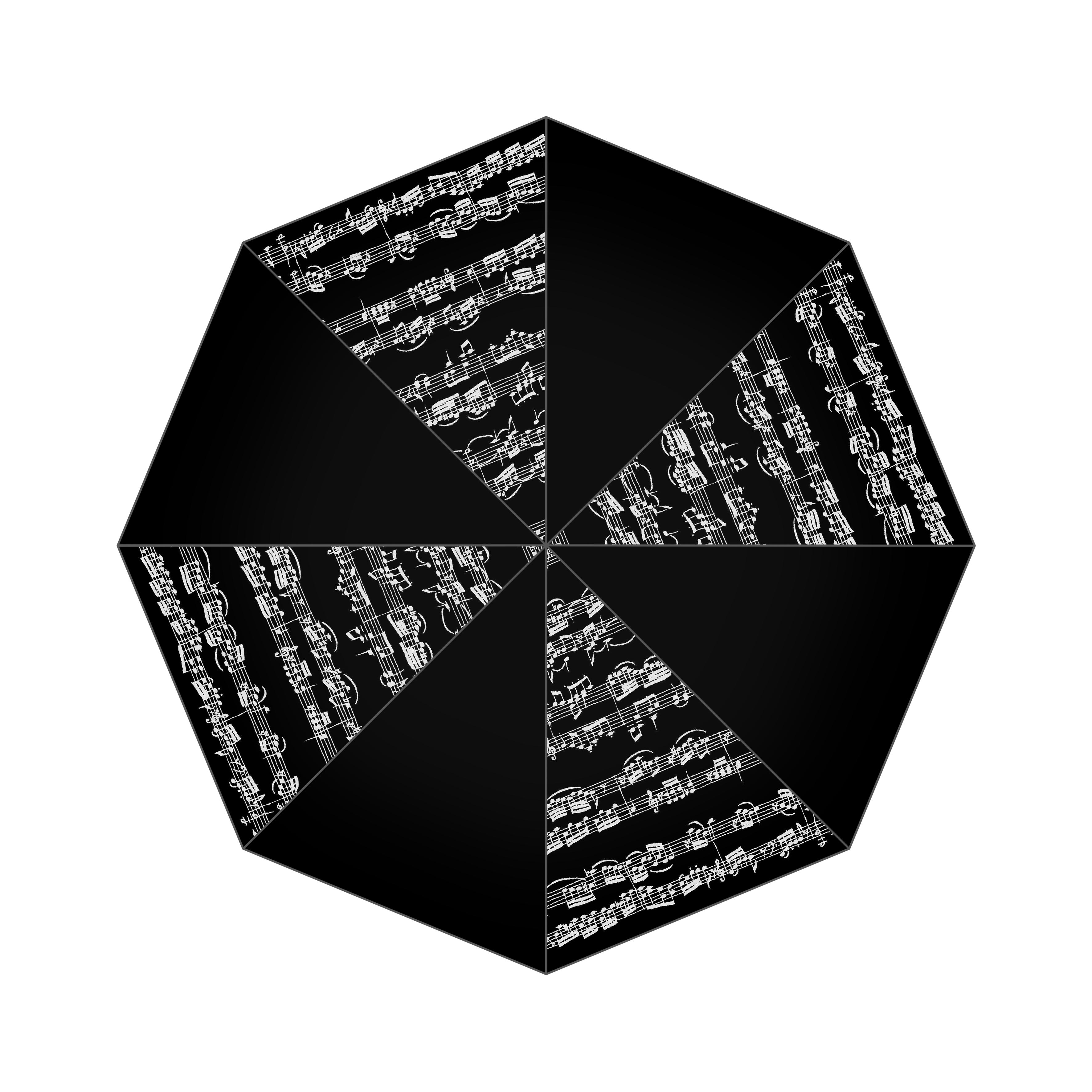 Mini-Taschenschirm schwarz mit Notenlinien weiß