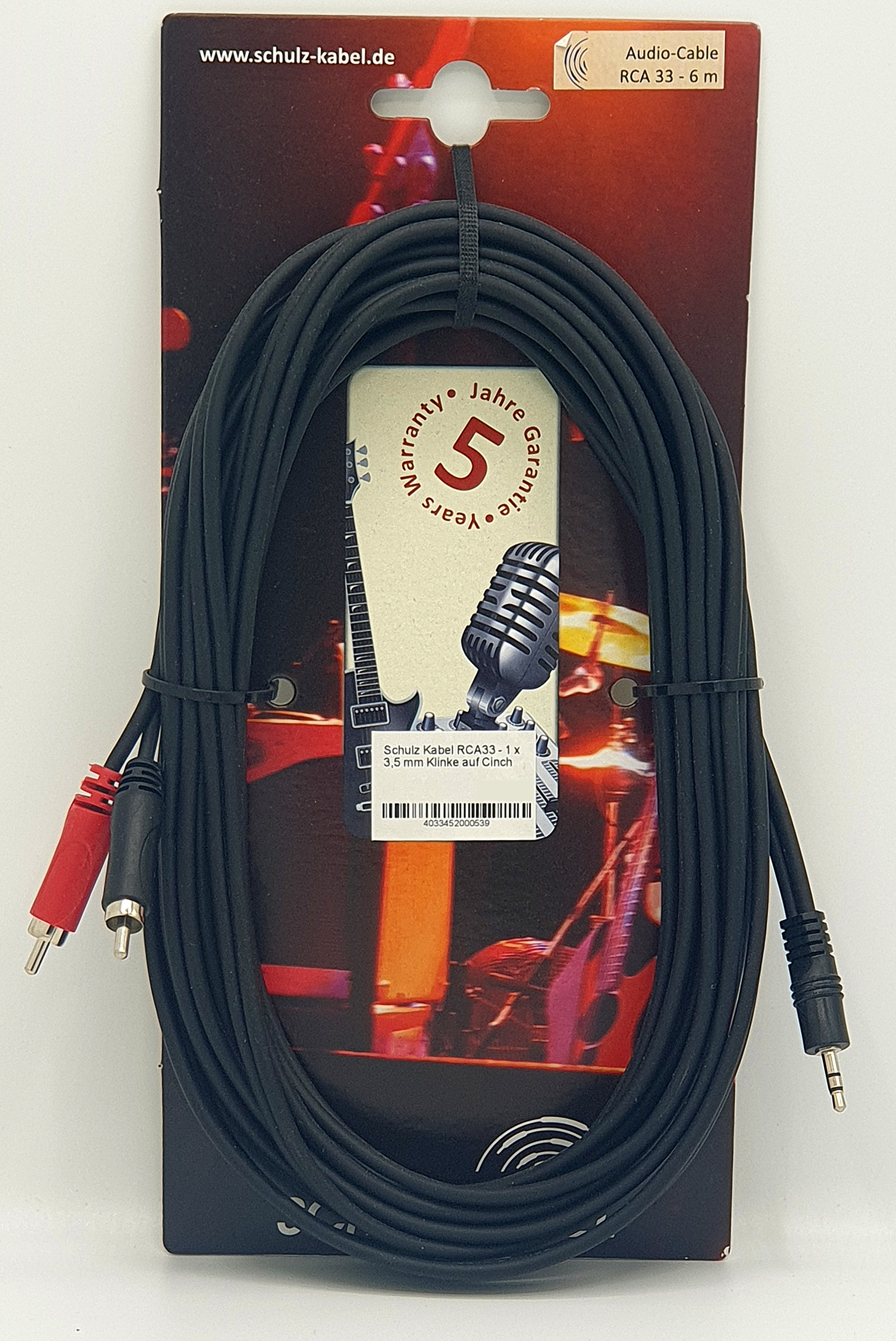 Schulz Kabel RCA33 - 1 x 3,5 mm Klinke auf Cinch