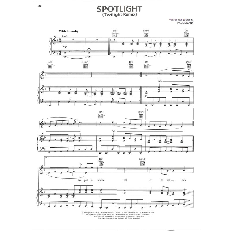 Songbook Twilight Piano Voc Git • Piano Noten • Guitar Noten