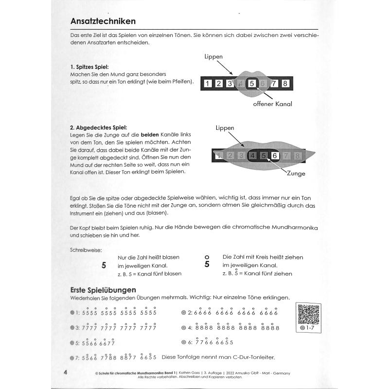Schule für chromatische Mundharmonika inkl. Online Audio Kathrin Gass