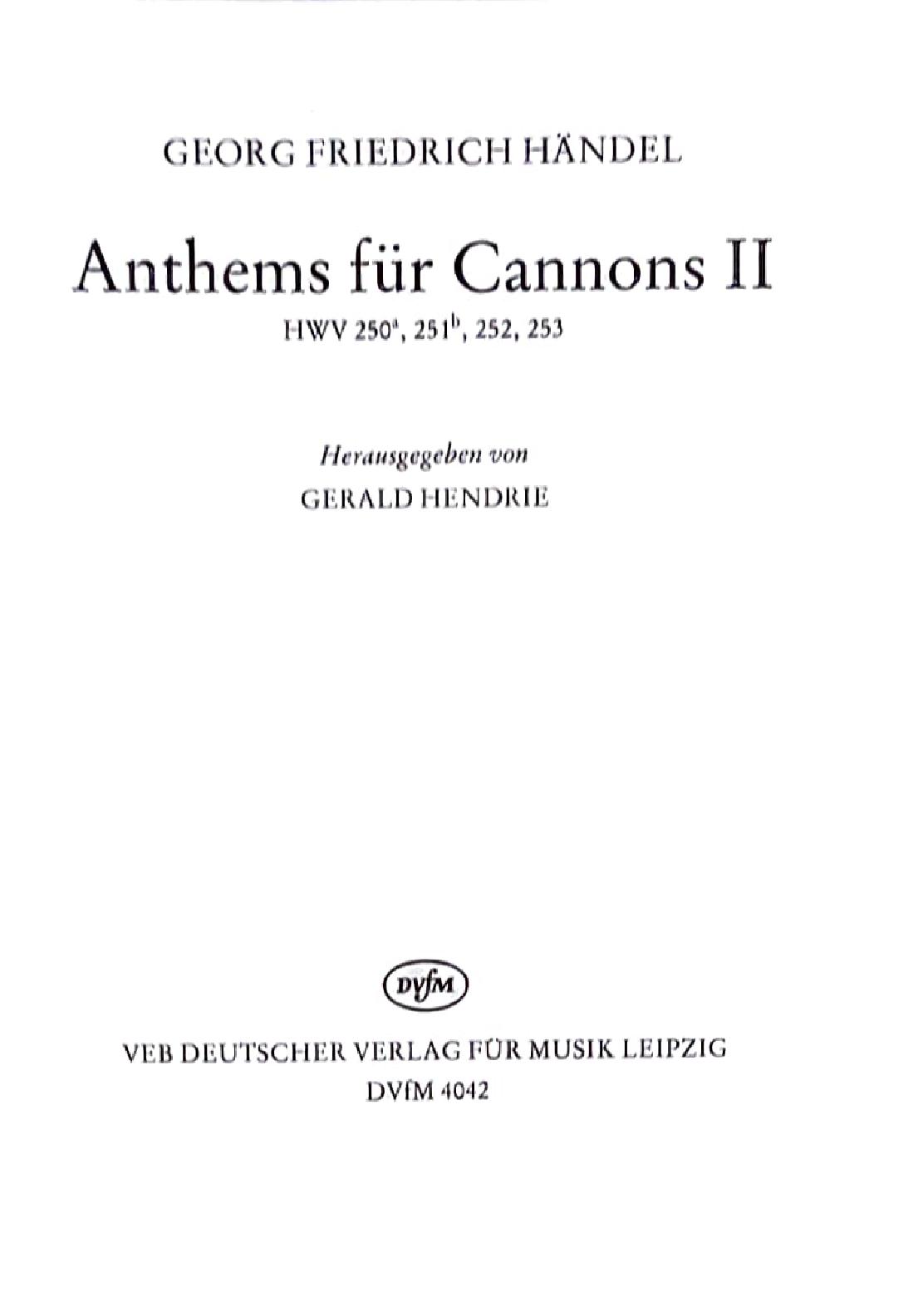Anthems für Cannons II G. Händel - gebraucht