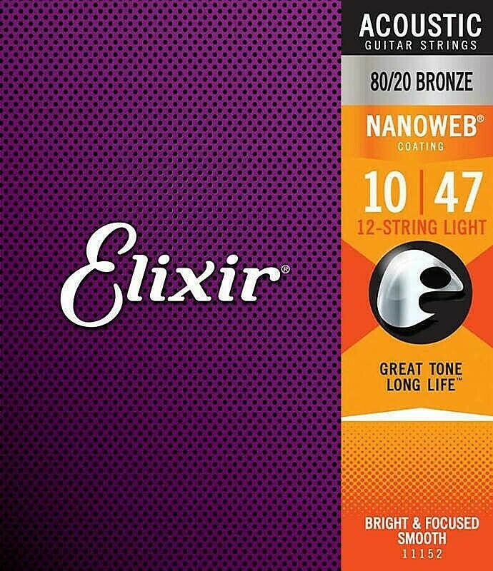 Elixir 11152 Nanoweb Light 010 - 047 Satz Saiten für 12-saitige Westerngitarre