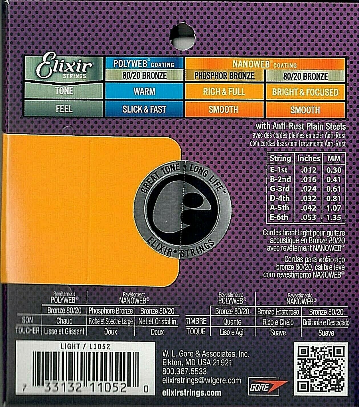 Elixir 11052 Nanoweb Light Bronze Satz Saiten für Westerngitarre