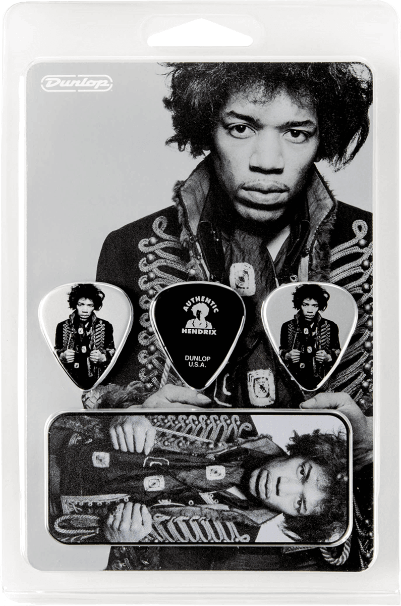 Dunlop Blechbox Jimi Hendrix mit 6 Plektren medium, Signature Picks