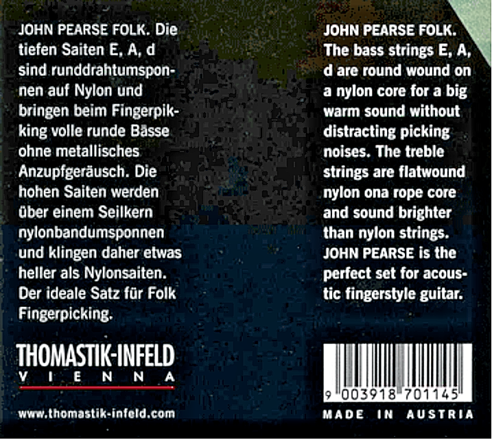 Satz Saiten John Pearse Folk PJ116 für Konzertgitarre mit Ball Ends