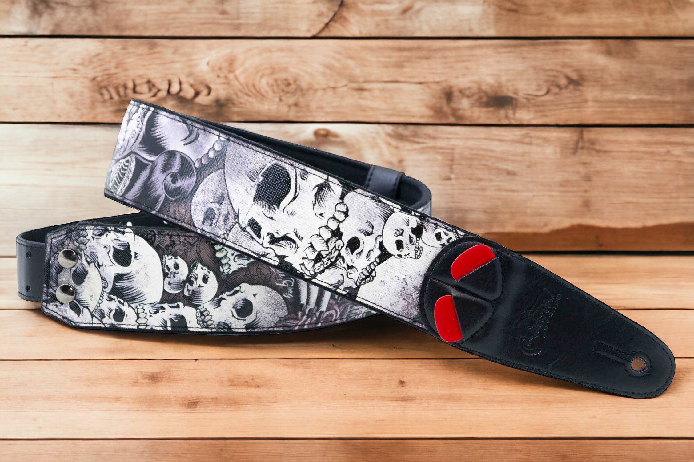 RightOn! Mojo Death's Touch Gitarrengurt mit Totenköpfen