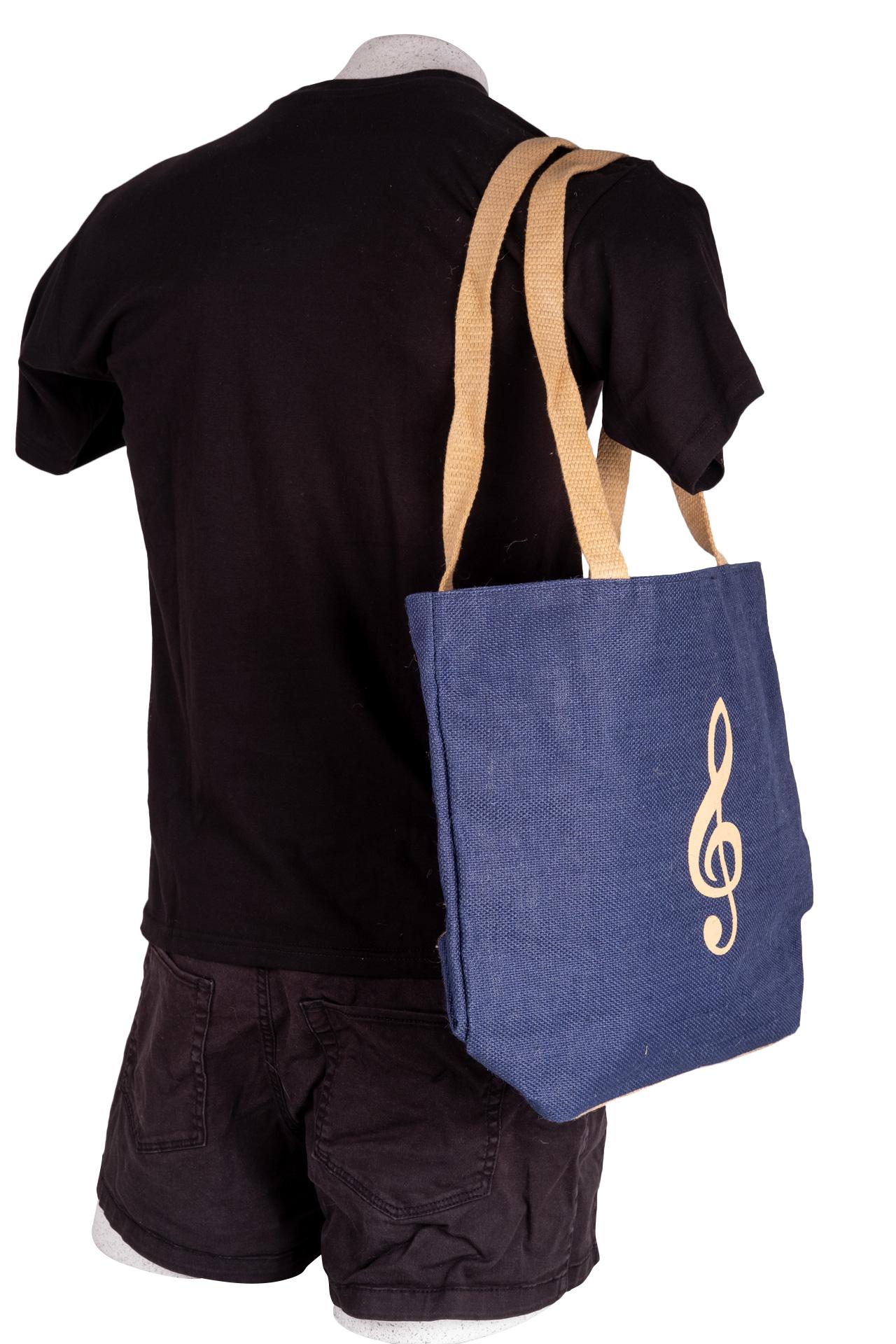 Jute Henkeltasche Violinschlüssel blau