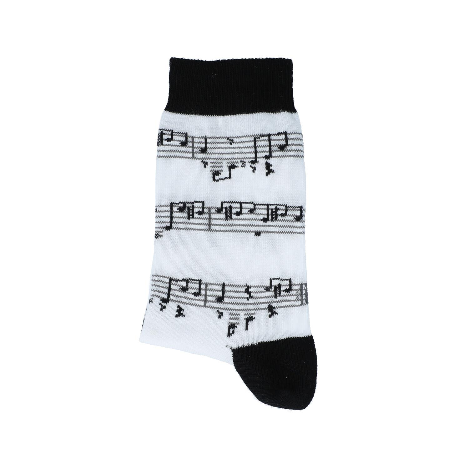 Socken weiß mit Notenlinien schwarz Gr. 43/45