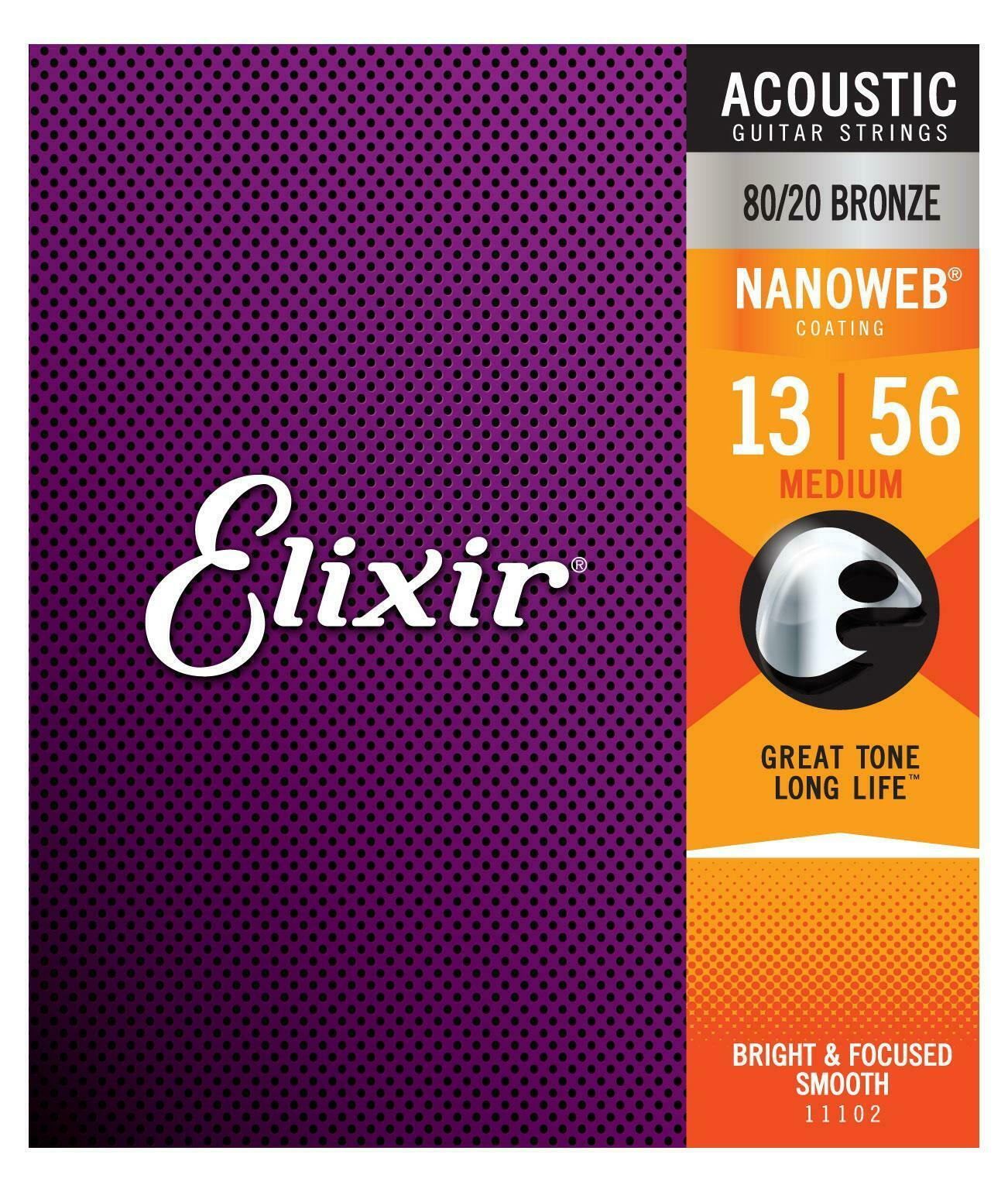 Elixir 11102 Nanoweb Medium Satz Saiten für Westerngitarre