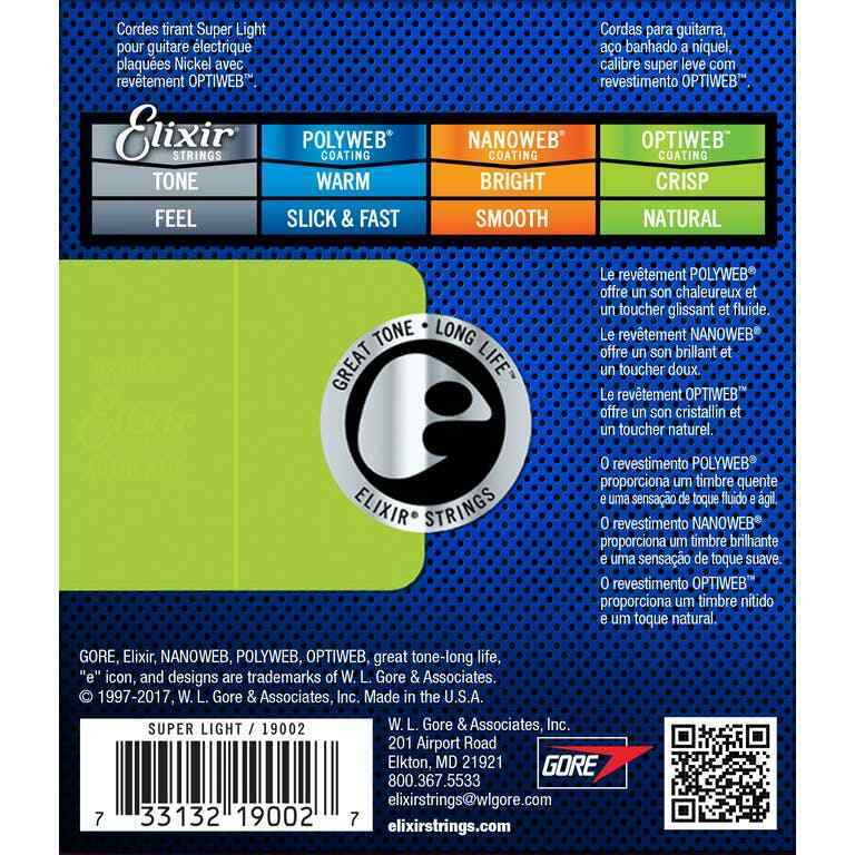 Elixir 19002 Optiweb Super Light Satz Saiten für E-Gitarre