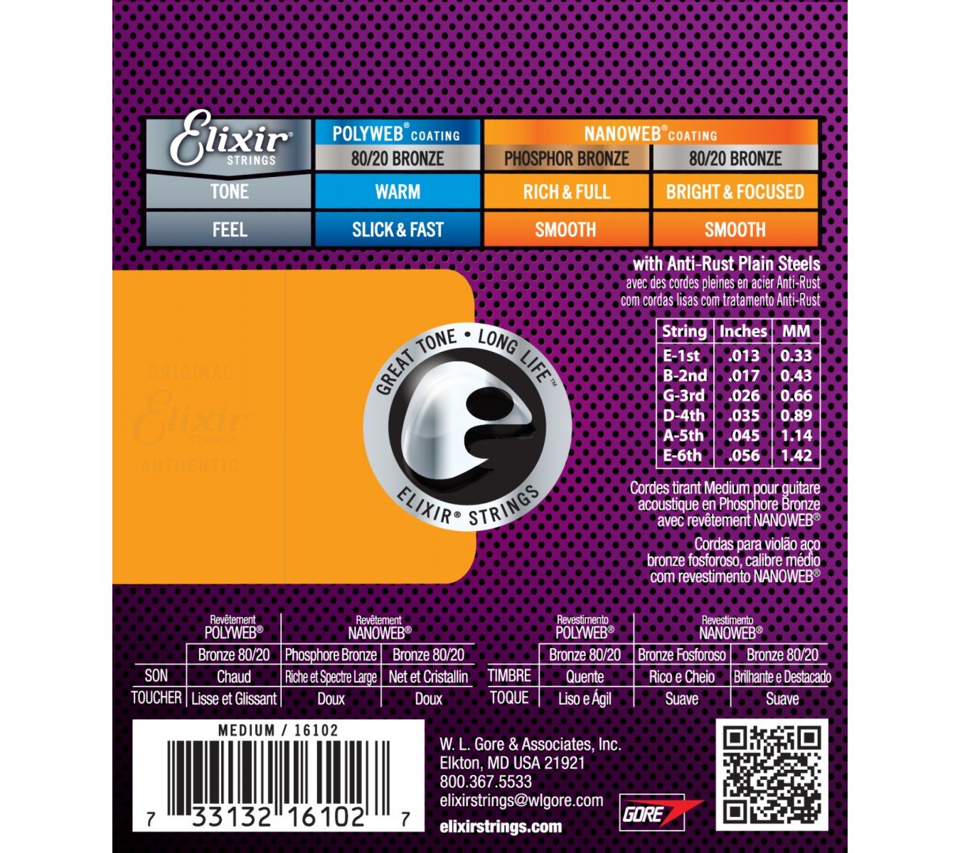 Elixir 16102 Nanoweb Medium 13-56  Phosphor Bronze