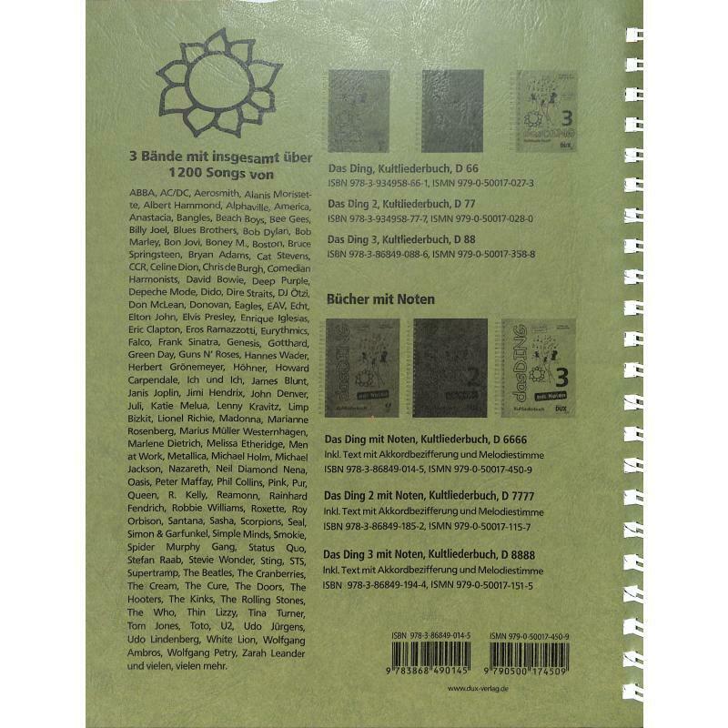 Das Ding Band 1 mit Noten Kultliederbuch Spiralbindung