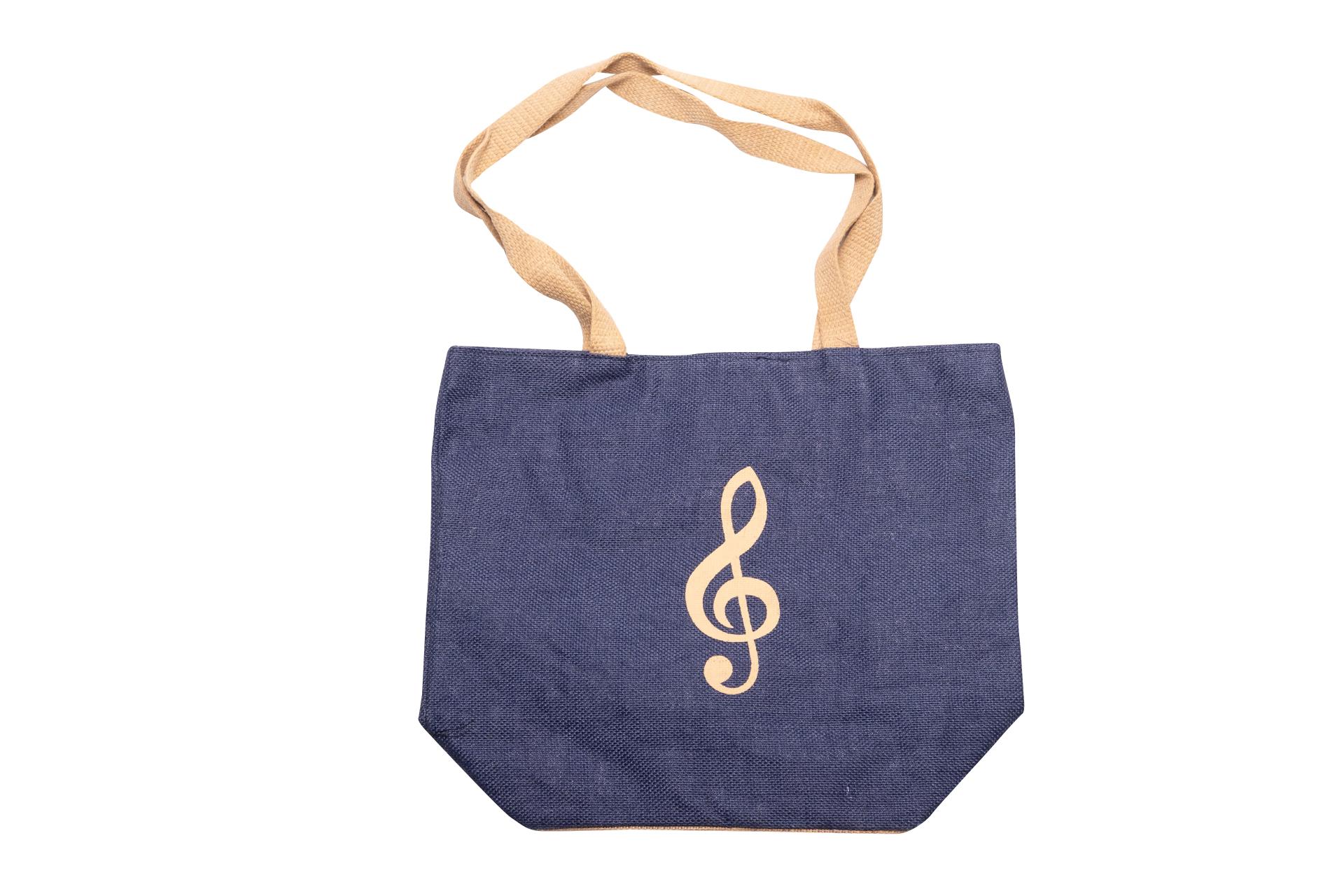 Jute Henkeltasche Violinschlüssel blau