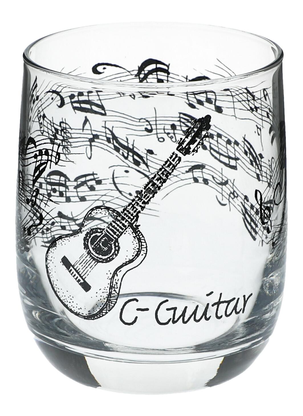 Glas mit einer Konzertgitarre