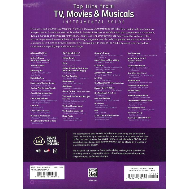 Top Hits from TV, Movies & Musicals f. Altsaxophon inkl. Online Audio