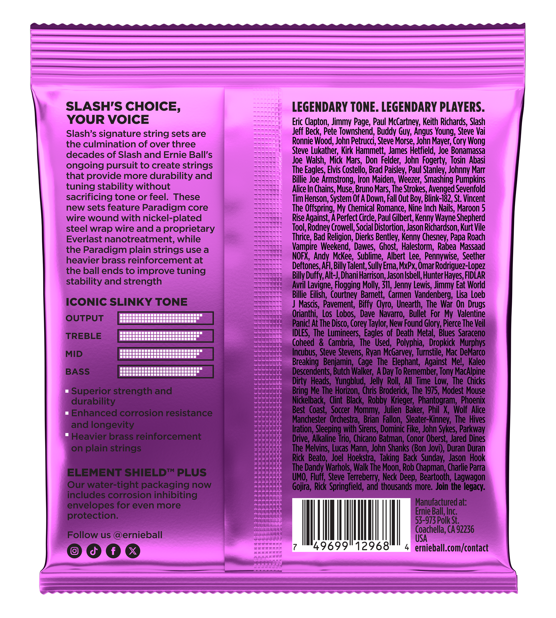Ernie Ball EB2200 - Satz Saiten Slash Signature für E-Gitarre 011-048