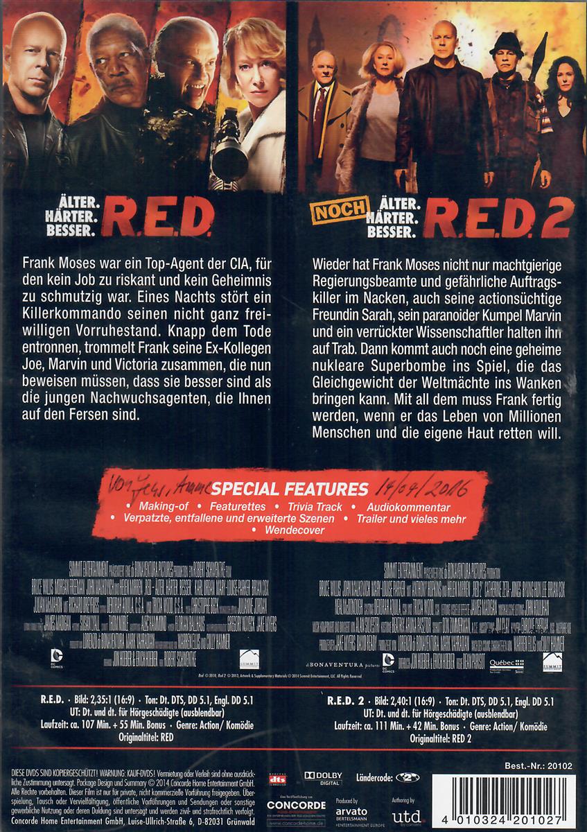DVD R.E.D. / R.E.D. 2 - 2 DVD Collectors Edition (Gebraucht mit Schaden an der Hülle)