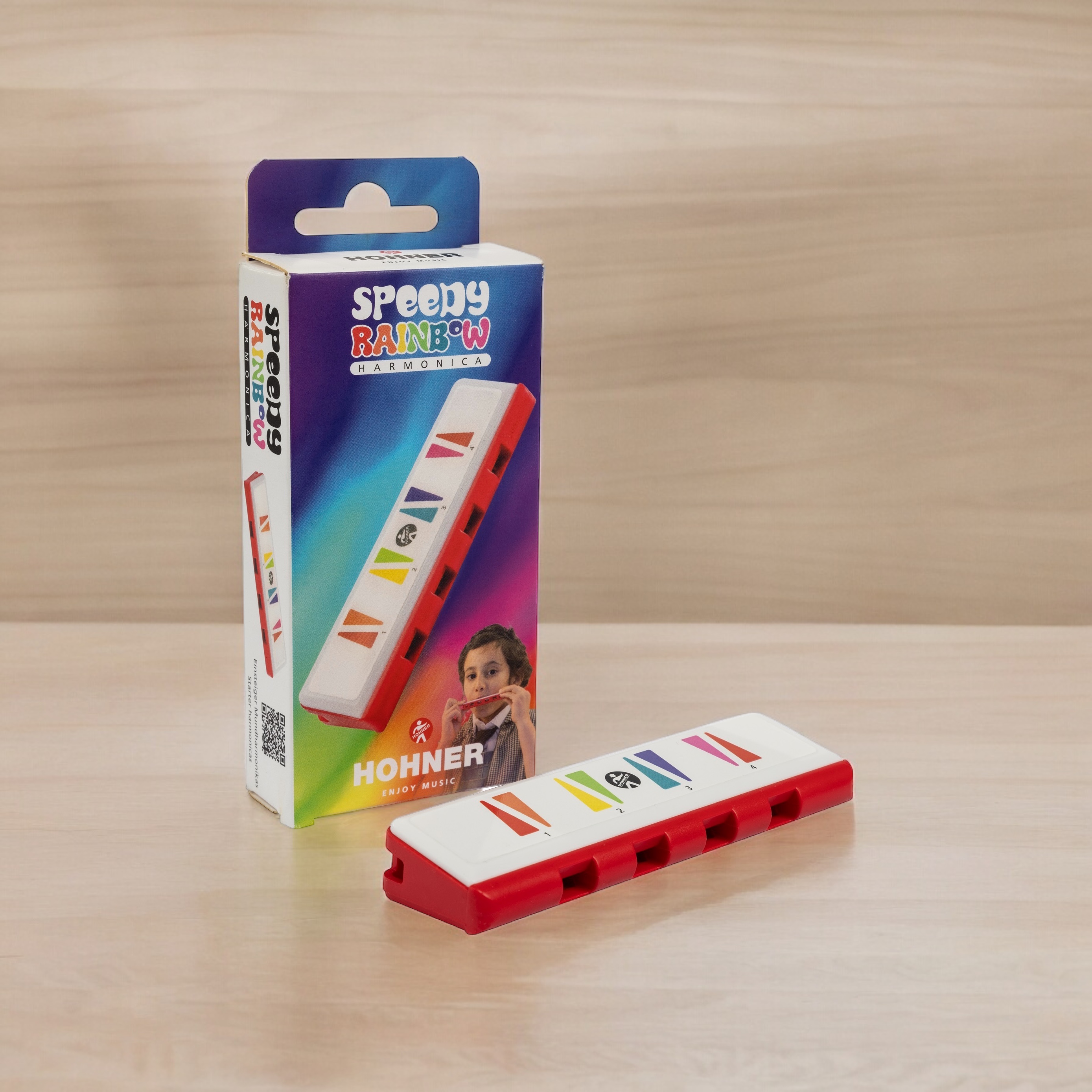 Hohner Speedy Kindermundharmonika Rainbow, Regenbogenfarben, rot