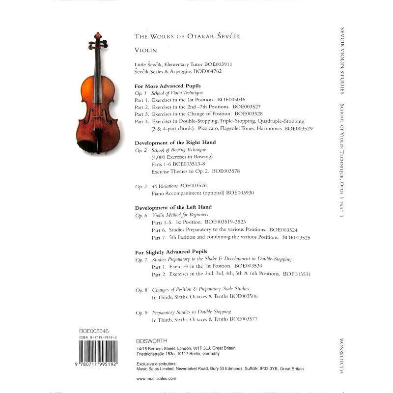 Sevcik Violin Studies Opus 1 Part 1 Violinenschule Violin Studies